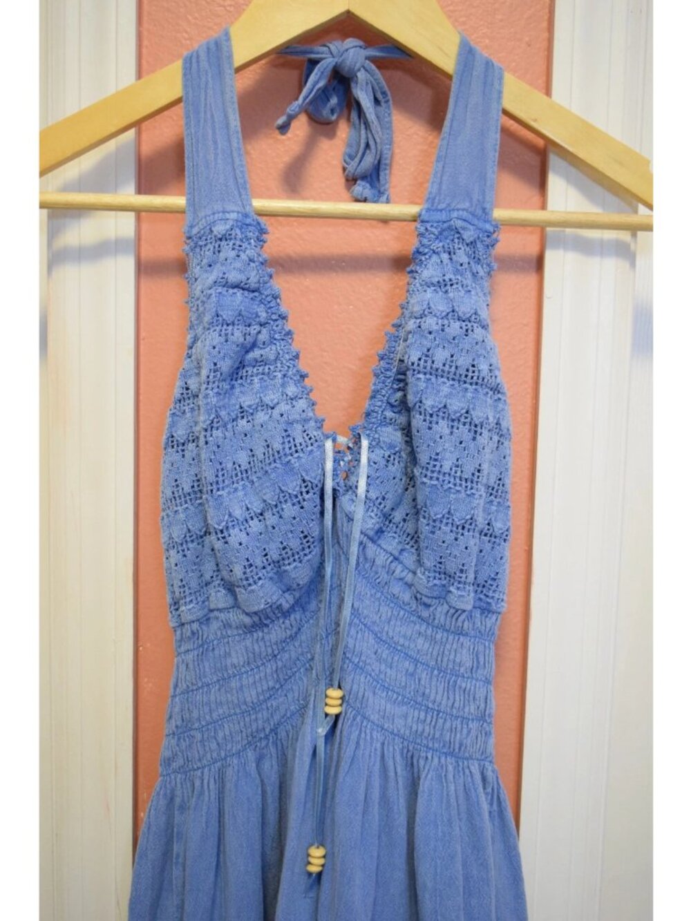 BLANCO BY NATURE MAYA HIGH LOW CROCHET DRESS IN DENIM - Picture 5 of 10